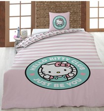 Hello Kitty, Parure de Lit Enfant Imprimée Réversible Polycoton, CLUB, Housse de