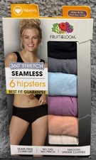 Fruit of the Loom Hipsters Womens Size XL 14-16 Seamless Underwear 6 Pack Multi