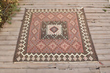 Tapis Afghan 47''x45'' Tapis Tissé Main 120x116cm Maimana Eclectic Oriental Rug