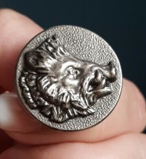 M19 Silver Boar Head D26mm Uniform Hunting Veneer Button 