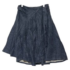DRIES VAN NOTEN 100% Linen Denim-Style Wrap Skirt Size 38 Made in Belgium F/S