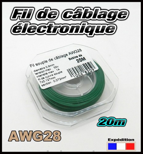 Awg28v fil vert - vert, câblage