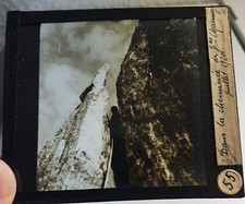 Photo glass plate early 1900 - In the fireplace of the Grandes Charmoz - 1920