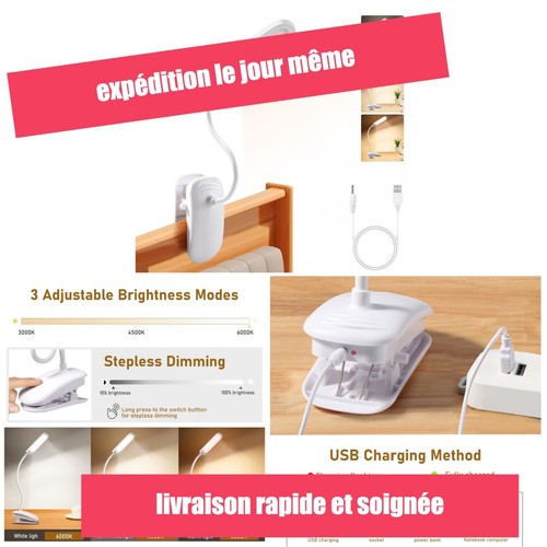 Lampe bureau pince - bureau, led