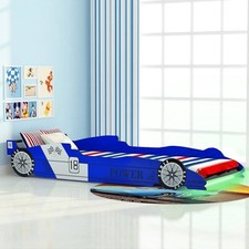 Lit Voiture de Course à LED pour Enfants 90x200 cm Bleu Chambre Enfant vidaXL