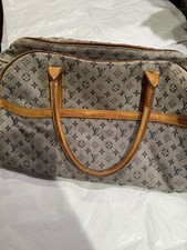 Authentic Louis Vuitton Marie Blue Mini Lin Large Satchel Leather