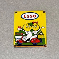 VINTAGE ESSO SKOOTER BOY GIRL PORCELAIN SIGN CAR GAS TRUCK GASOLINE OIL