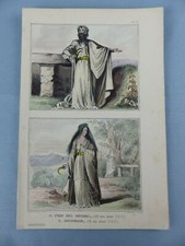 GRAVURE ancienne vers 1850 costumes ANGLETERRE DRUIDES DRUIDESSES 50 av J-C ,147