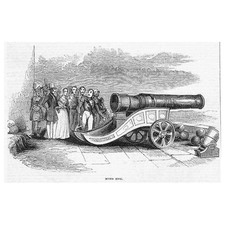 EDINBURGH Mons Meg; Medieval Bombard Cannon Gun - Antique Print 1842