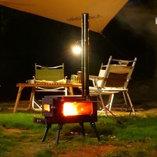Poêle à bois camping tente portative extérieure avec tuyau cuisiner dans tente