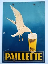 Ancien Glacoide Publicitaire Bière Paillette No Plaque Émaillée Mallet