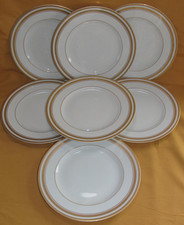 Set of 7 Limoges Porcelain Dessert Plates White Gold Nets