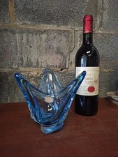 Vase vintage en cristal bleu