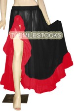 JUPE JUPE TMS NOIRE/ROUGE à volants fendue cercle intégral danse du ventre da...