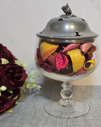 Pot pourri forme verre pied - pot,