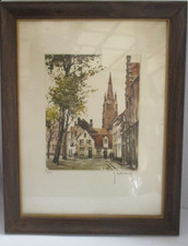 Roger Hebbelinck Original Colored Etching Limited 11/350 Signed .. “Bruges”