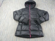 Quechua Womens Puffer Jacket Small Black Hooded Down Filled Warm Coat Hiking 