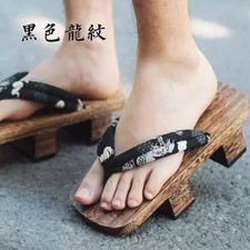 Japanese Style Traditional Geta Clogs Wooden Slippers Mens Flip Flops Slippers