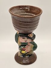 Rare Jane Goslin Peiser Art Pottery Goblet Figure Salt Glaze Signed 7" Tall