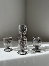 Ensemble verres liqueur cristal Saint Graal filigrane argent Art déco