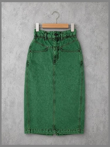 Jupe midi denim vert - jupe,