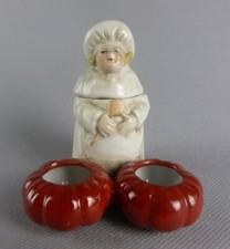 TRES ORIGINAL CHEF CUISTOT CUISINIER POT A MOUTARDE SEL POIVRE CERAMIQUE 814