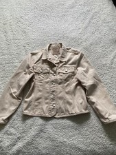 OBER Women Size L Beige Long Sleeve Twill Denim Jacket (A26)