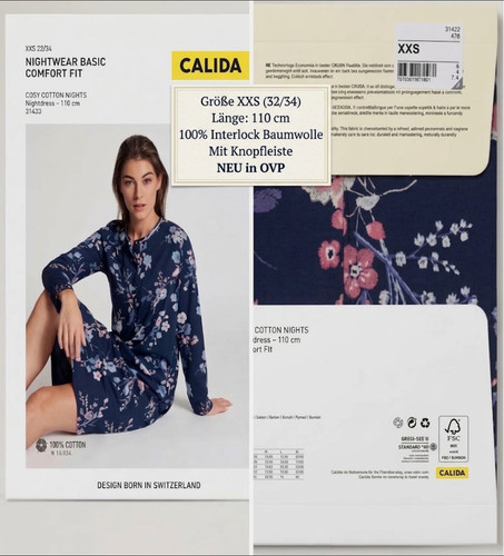 Calida damen nachthemd xxs - nachthemd,