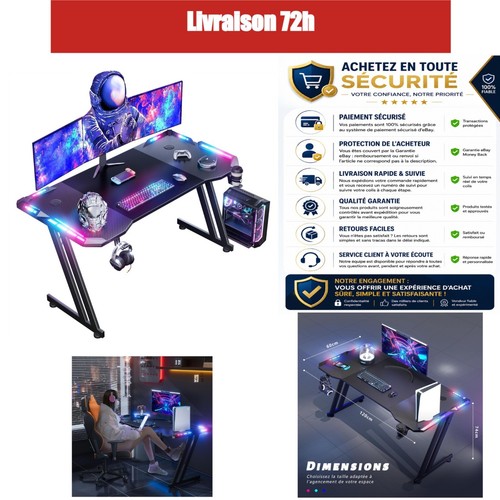 Bureau gaming led - bureau, 120x60cm