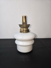 Vintage Brass and White Opaline Oil Lamp