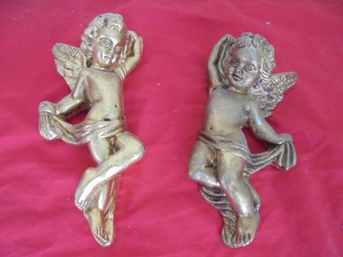 Angelots platre doré - en,