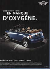 ADVERTISEMENT ADVERTISING 2010 AUSTIN MINI always open mini cabriolet