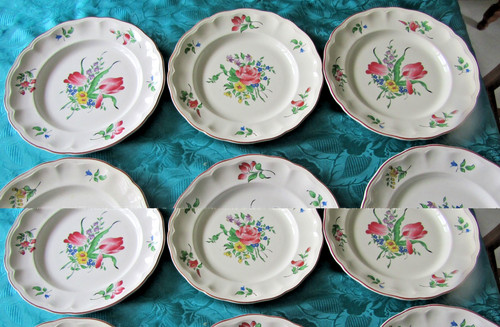Assiettes plates faïence - 6, en