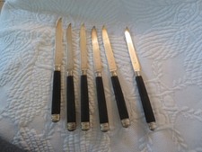 6 couteaux lames argent et manche bois orfèvre Coignet Louis
