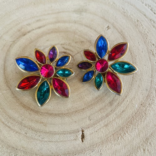 Boucles oreilles clips - d'oreilles, fleur