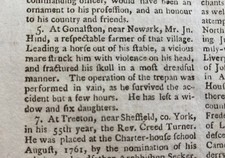 Gonalston, Nottingham, NG14 HIND FARMER DEATH TREPAN  1804 ABSTRACT SINGLE  PAGE