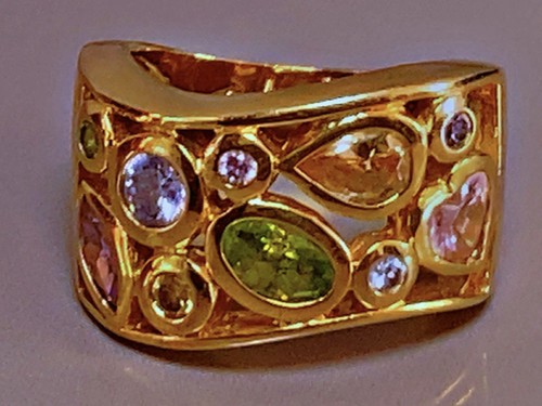 Bague plaqué sertie bijou - or,