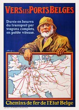 Affiche chemin de fer Belges - Vers les ports Belges