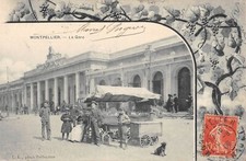 CPA 34 MONTPELLIER / LA GARE / WALKING MERCHANT / rare photo