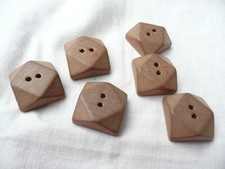 6 Antique Brown Wooden Buttons