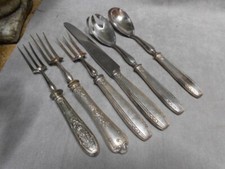 6 Couverts à Service de table avec manches fourrés ANCIENS 30 cm L couteau