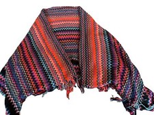 Missoni Wool Blend Fringe Hem Poncho OS 