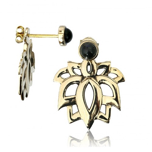 Double goujon lotus fleur - double, onyx