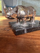 Silver Bronze Animal XX Eme Sculpture Rhinoceros