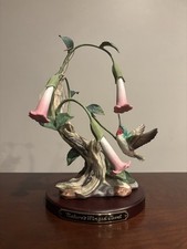 Homco Hummingbird “Nature’s Winged Jewel” w Datura Flowers Porcelain Sculpture