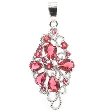 Highly Recommend Raspberry Rhodolite Garnet Jewelry For Woman's Silver Pendant