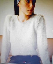  Pull  Gris Ou Blanc angora 30% Plis Épaules  🐇 Touché Mohair 