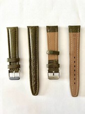 BRACELET MONTRE CUIR 18MM VERT BOUCLE CHROMEE