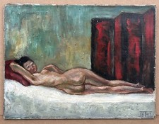 Antique Oil Painting Erotic Portrait Nude Female Female Extended Red Screen