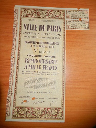 Ancienne obligation 1000f - obligation,